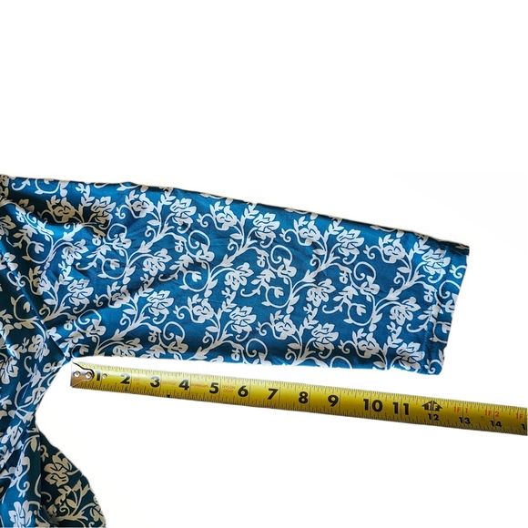 Jon & Anna Tie Back Blue Floral Stretch 3/4 Sleeve Dress - Picture 8 of 12